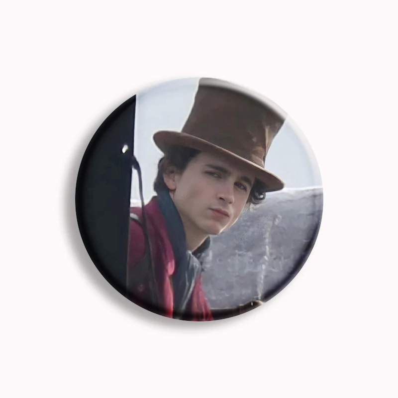 Pin de bouton de photo d'acteur populaire, Timothee Chalamet, broche de star de cinéma célèbre, insigne GérGift, accessoires de sac à dos de renforcement, 58mm