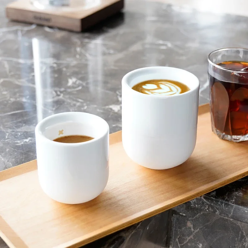 

Handmade Coffee Cup Half Glazed Gold Thick Mouth Italian Concentrated Latte Handheld Tea Cup
