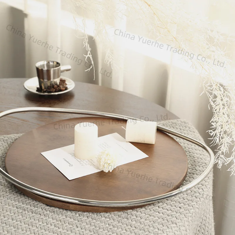 

Modern light luxury model room desktop soft decoration jewelry home storage tray metal stainless steel storage tray ornament