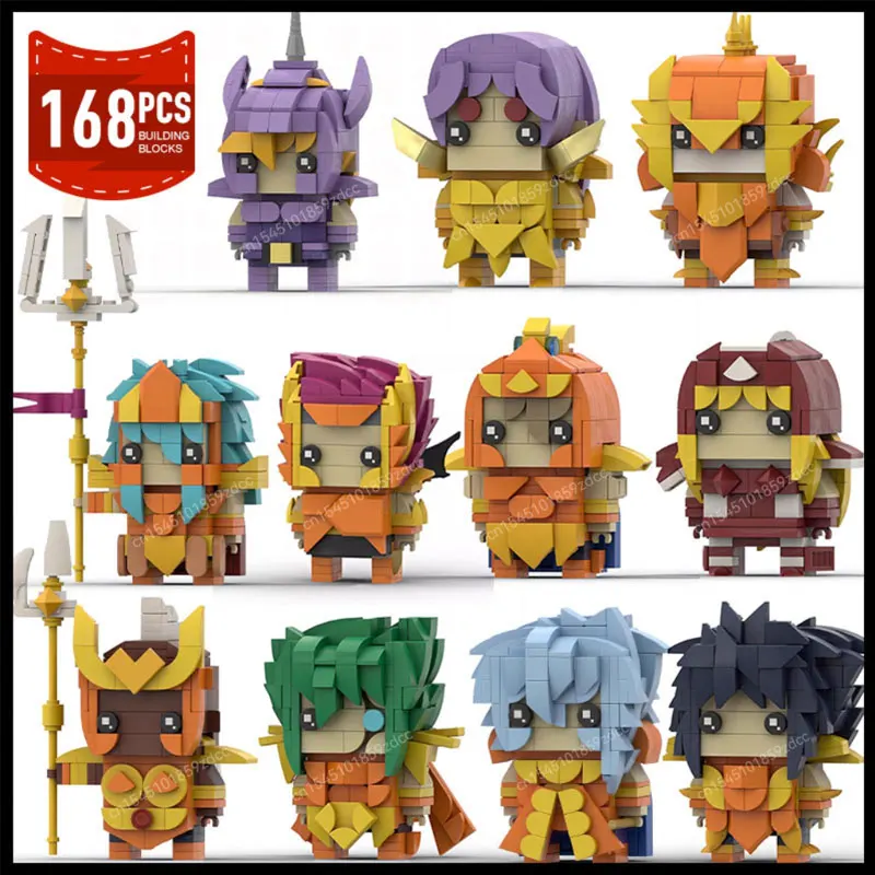 MOC Saints Seiyaed Brickheadz Japan Anime Action Figures Undersea Temple Sea Fighter Building Blocks Ideas Set Brick Toys Gifts