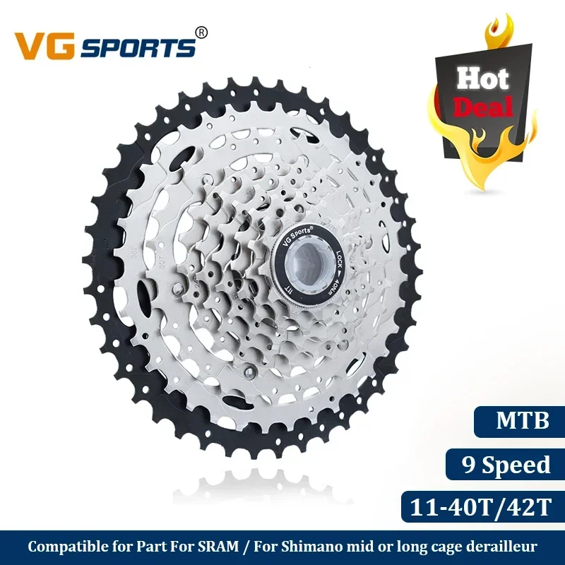 VG Sports Mountain Bike MTB 9 Speed Cassette Velocidade S 40T 42T Bicycle Parts Cassete Freewheel Sprocket Cdg Cog