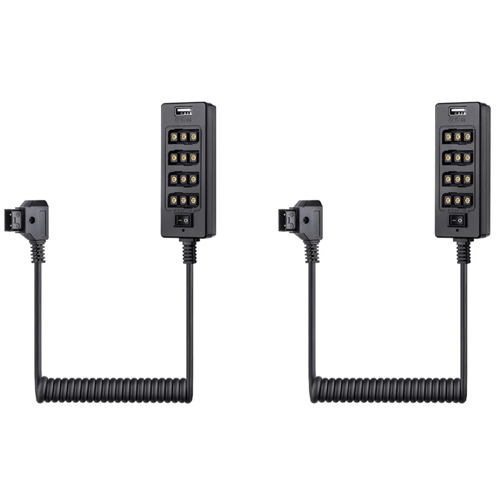 Delicate Texture-2X Dtap Splitter Cable With Power Switch D-Tap For V-Mount V Lock, Gold Mount Battery To 3P X 4 Female Port & U