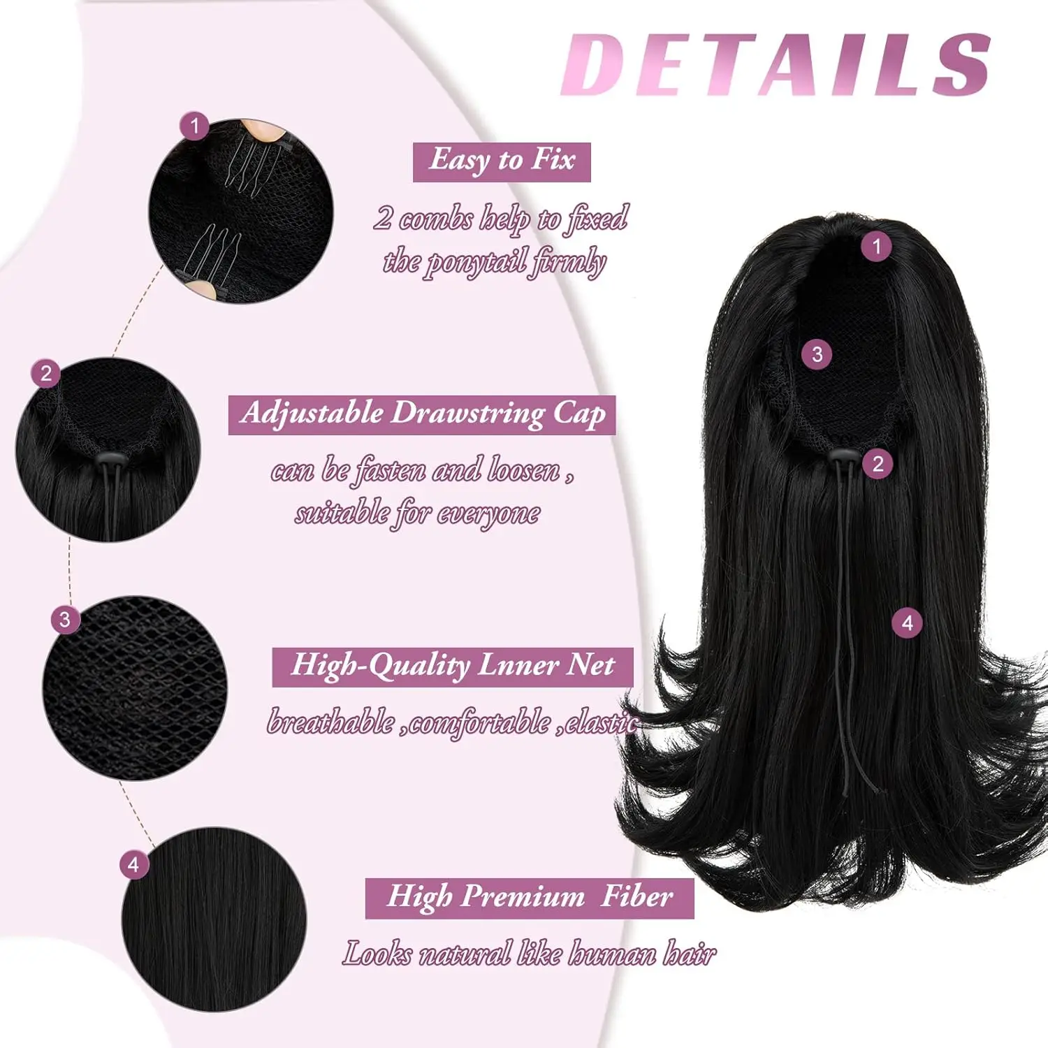 Thumbnail 3 - #45 Latest Synthetic Drawstring Ponytails Offers