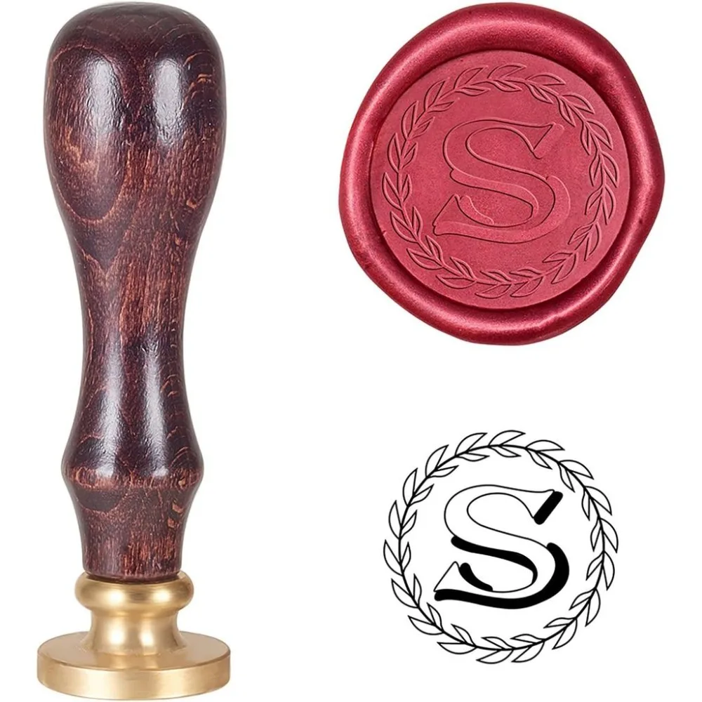 PH Letter S Seal Stamp Vintage Retro Brass Head Wooden Handle Classic Alphabet Letter Initial S Sealing Stamp S for Envelopes
