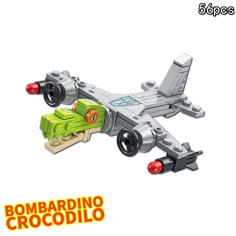 Figurina di squalo Tungtungsahur Figura Building Blocks Bambola divertente Decorazione del desktop Tralalero Tralala Figura Bambini Blocco giocattolo