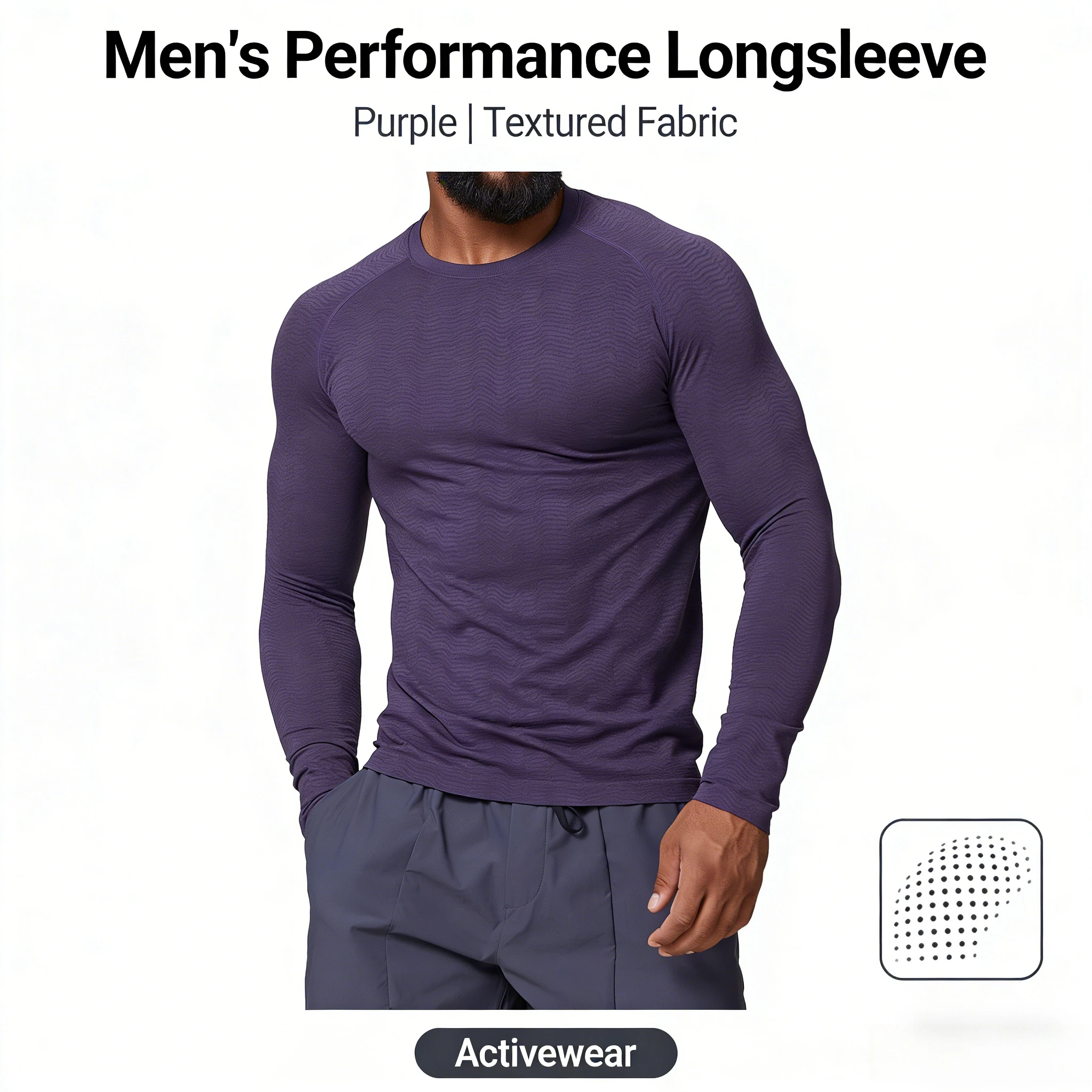 

American seamless jacquard fitness sports casual wicking long-sleeved T-shirt men's slim-fit quick-drying training top