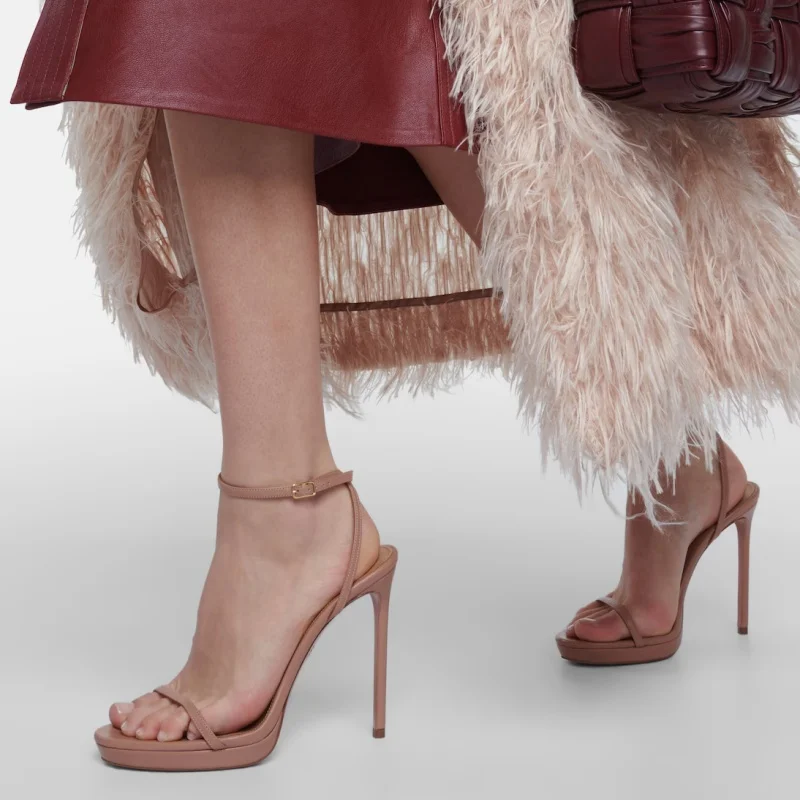 

Arden Furtado Summer Round toe Platform Super high heel One word buckle Sandals banquet shoes large size Open toe Modern Sandals