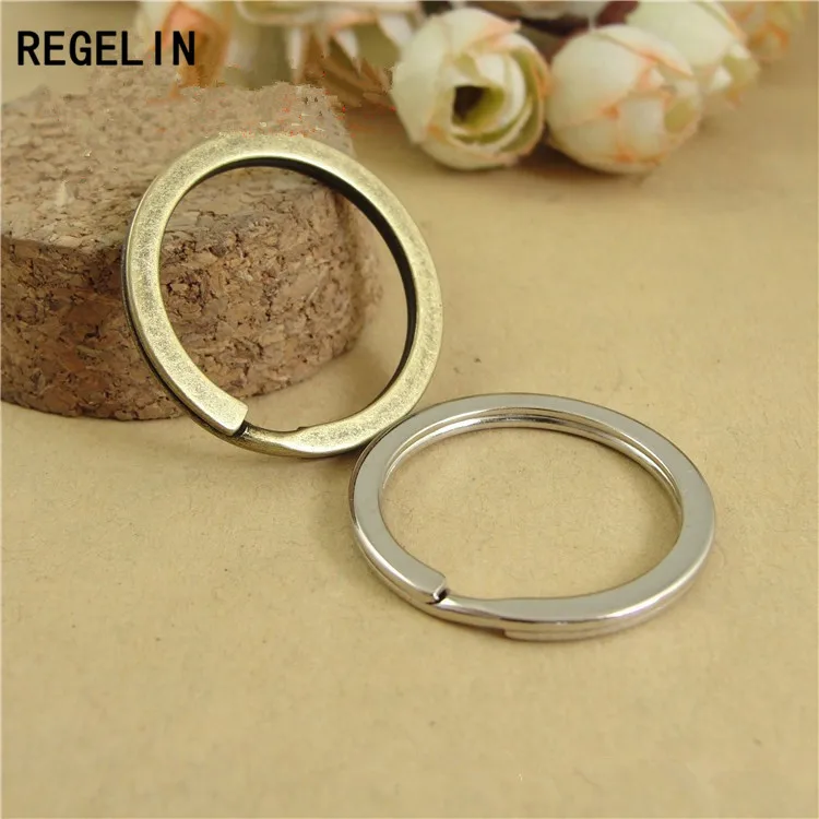 REGELIN Keychain Circle Keyring Findings Antique Bronze/ Rhodium 20pcs/lot Fit DIY Keychain Ring Circles Accessories