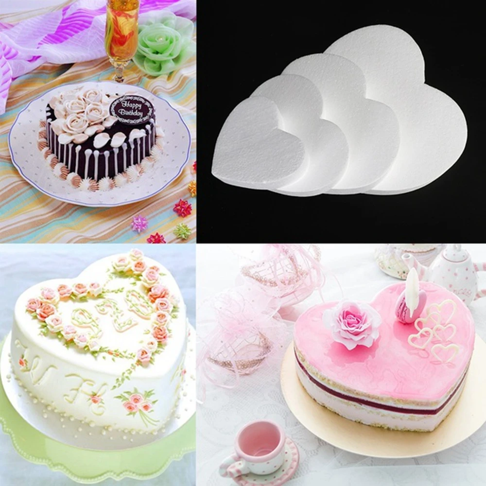 

Wedding Decor Craft Heart Shaped Polystyrene Styrofoam DIY Model Cake Foam Mould Dummy Cake Model Practice Model