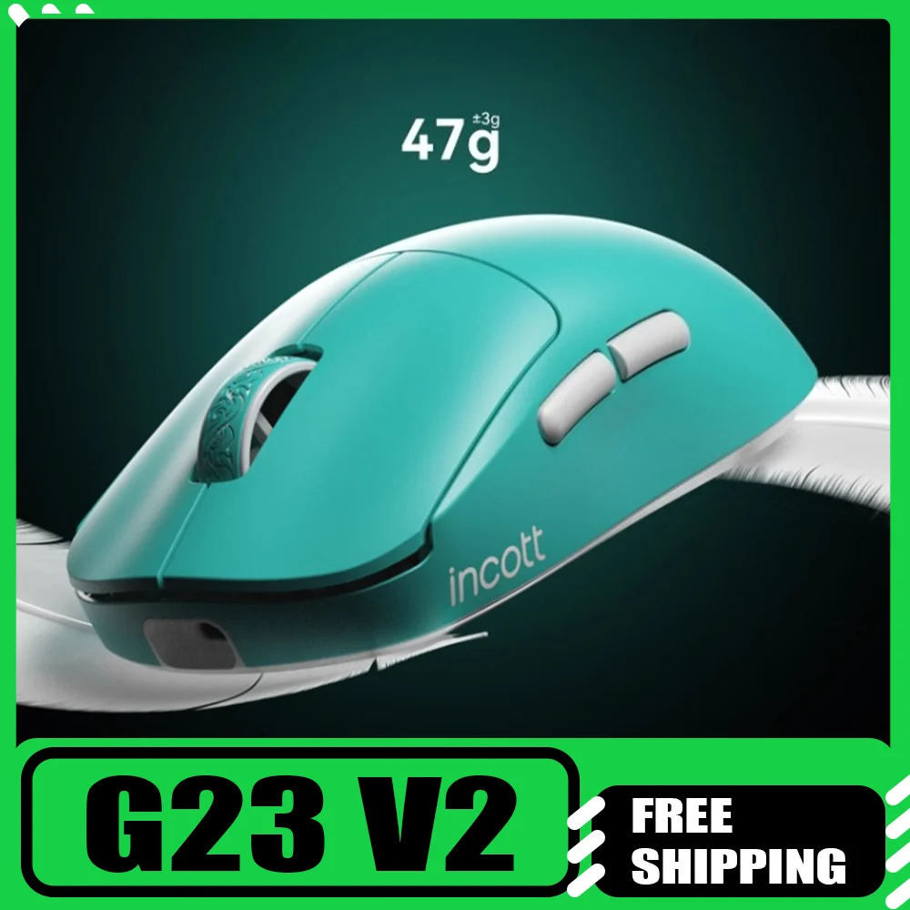 

Беспроводная мышь Incott G23V2, 47 г, эргономичная, легкая, трехрежимная, для осмотра, 8k, Bluetooth, киберспортивная мышь PAW3395 V2SC, офисная