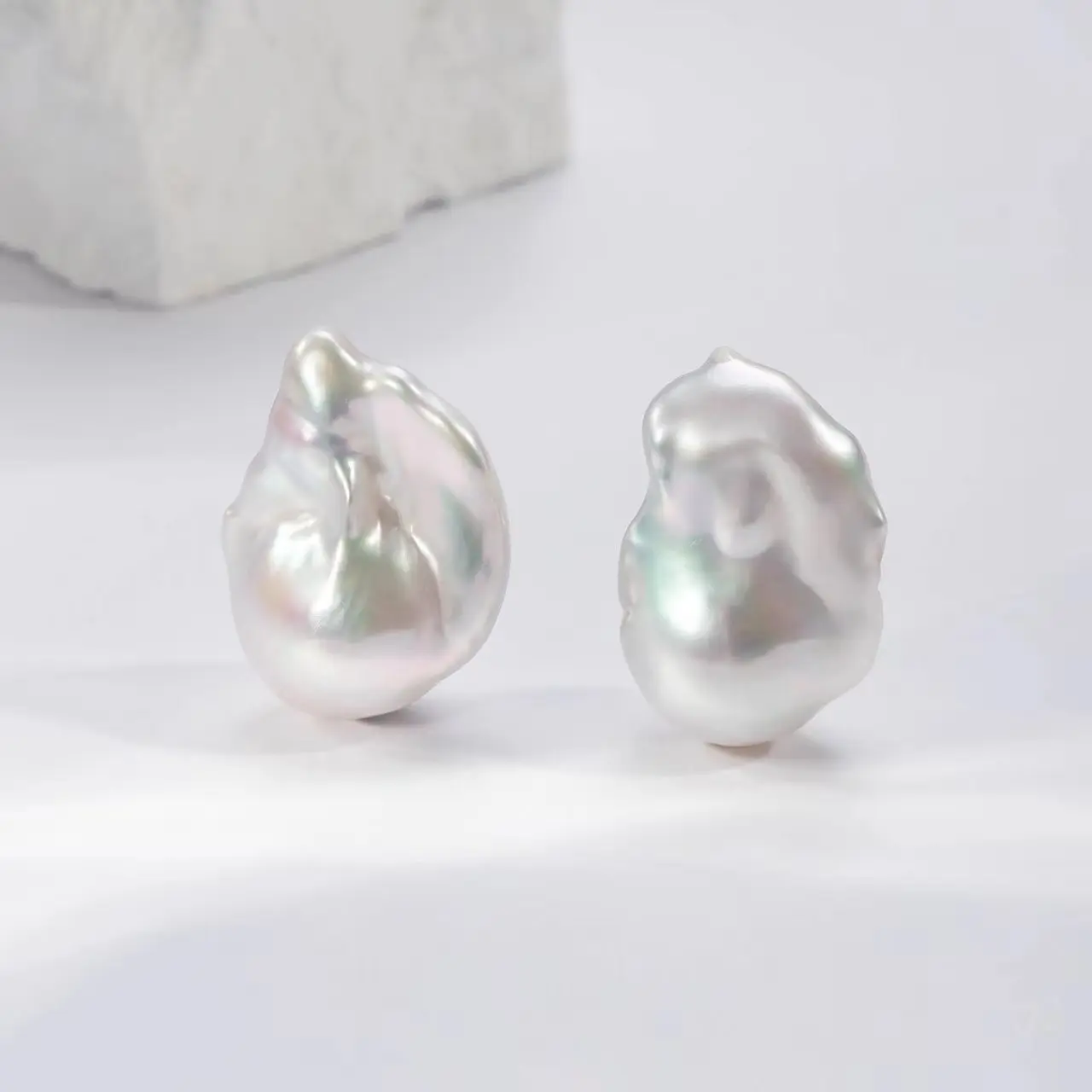 Wholesale DIY Natural Aurora Iridescent Silver-Blue Overtone Slightly Flawed Undrilled Freshwater Baroque Loose Pearls