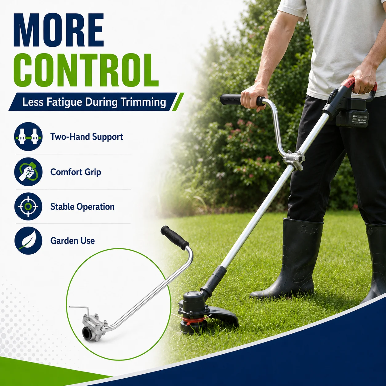 Lawn Mower Auxiliary Handle, Garden Trimmer Grip, Brush Cutter Replacement Handle for Grass Cutting Tool
