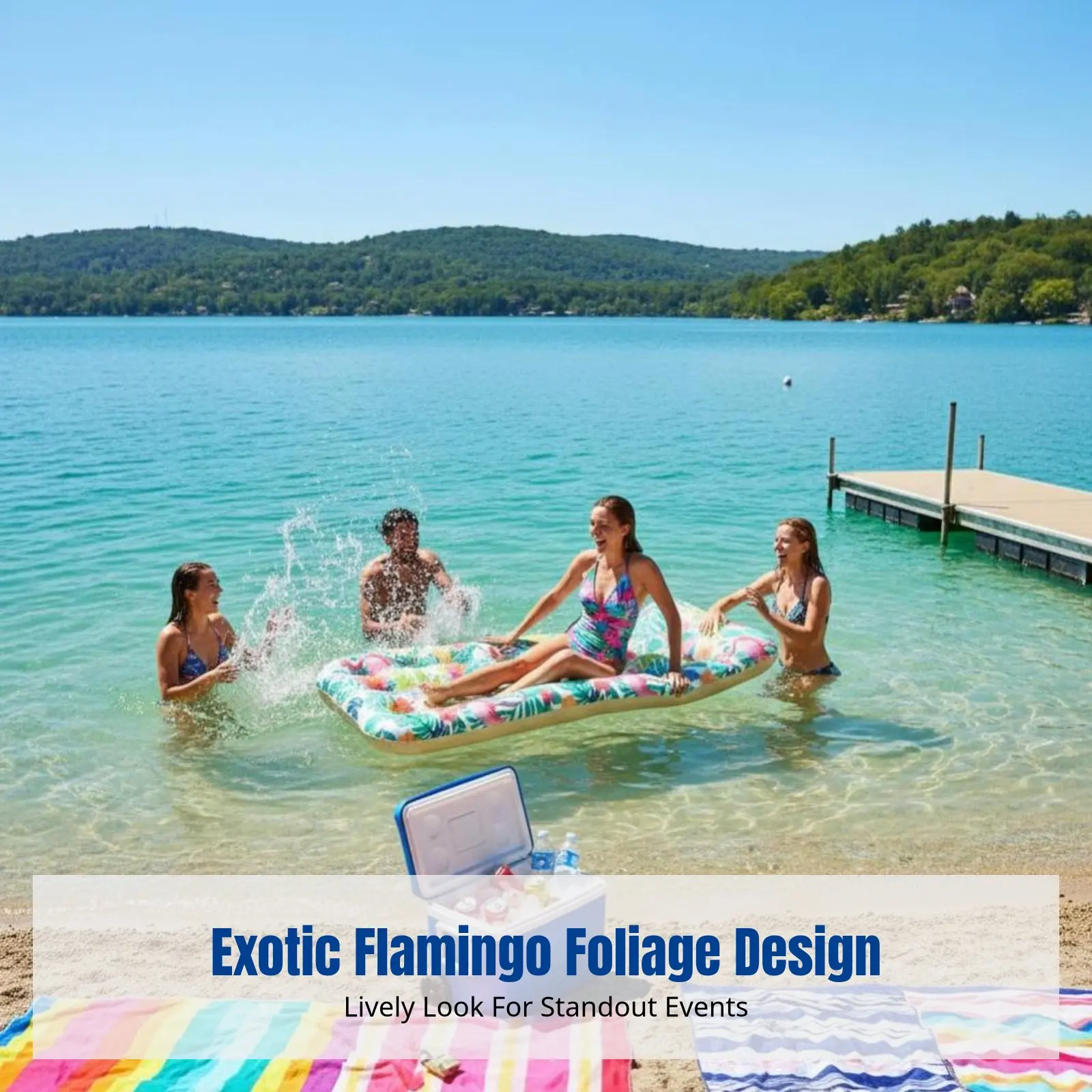

Надувной плот-шезлонг Foliage Flamingo с дышащими отверстиями, утолщенный, из ПВХ, складной, для отдыха у бассейна, в экзотическом стиле