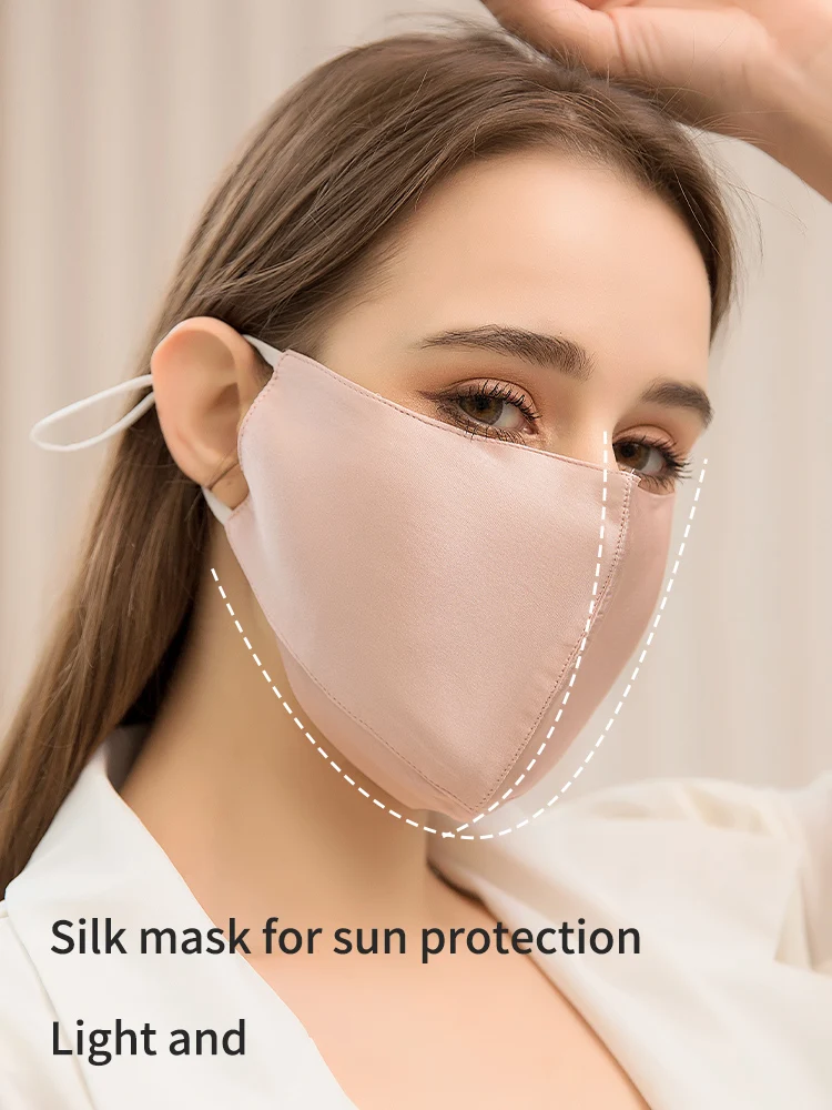 100% mulberry silk sunscreen Silk Mask cycling breathable summer full face anti ultraviolet sunshade mask face Gini