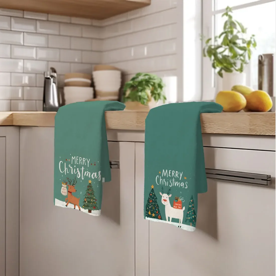 40x60 سنتيمتر عيد الميلاد منشفة شاي المطبخ قماش الأطباق عيد الميلاد نمط شجرة ثلج سانتا كلوز تنظيف الملابس هدية زينة عيد الميلاد #5