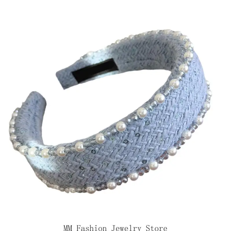 D0ub Bandons perles uniques pour les femmes confortables Tissu tissus Tiptes port quotidiens pour les réunions bal