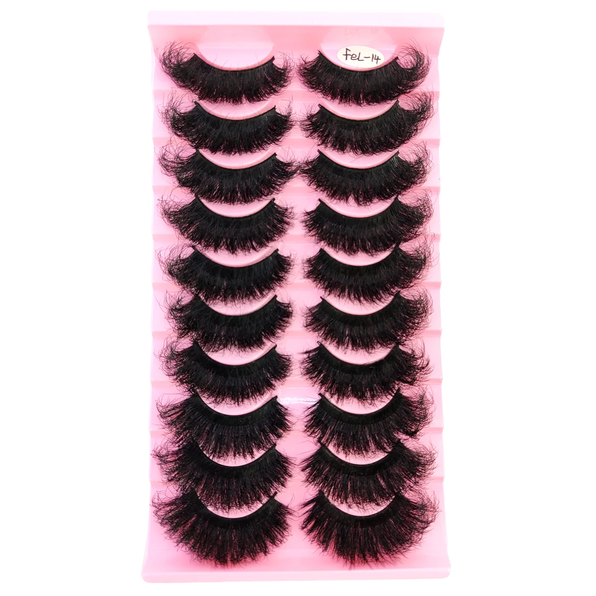 HBZGTLAD Nieuwe 10 paar kunstmatige nertsenwimpers 5D dramatische handgemaakte pluizige natuurlijke lengte 25 mm wimperverlenging make-up