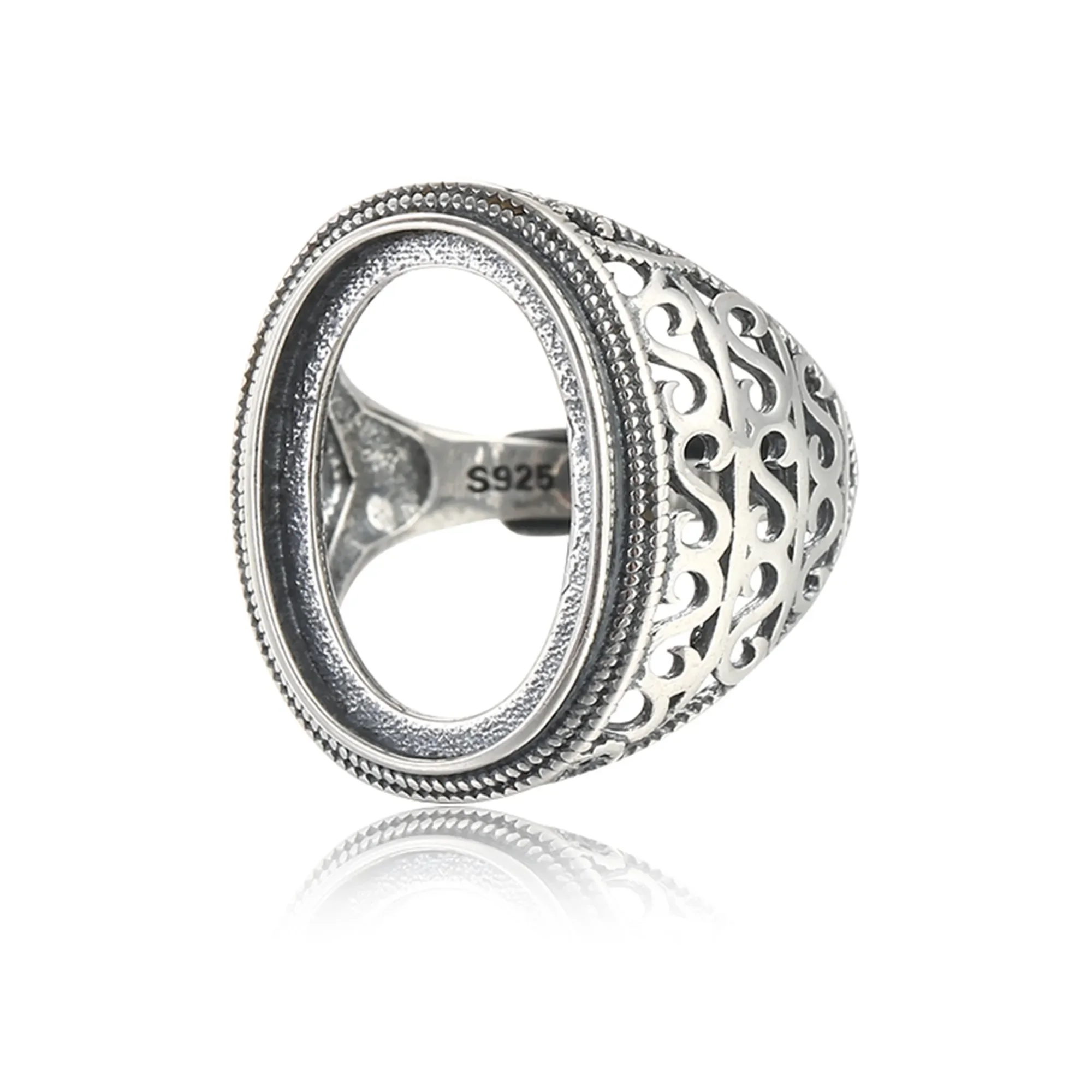 

Ring Blank for 13x19mm Oval Cabochons Thai Sterling Silver Adjustable Band Ring Base