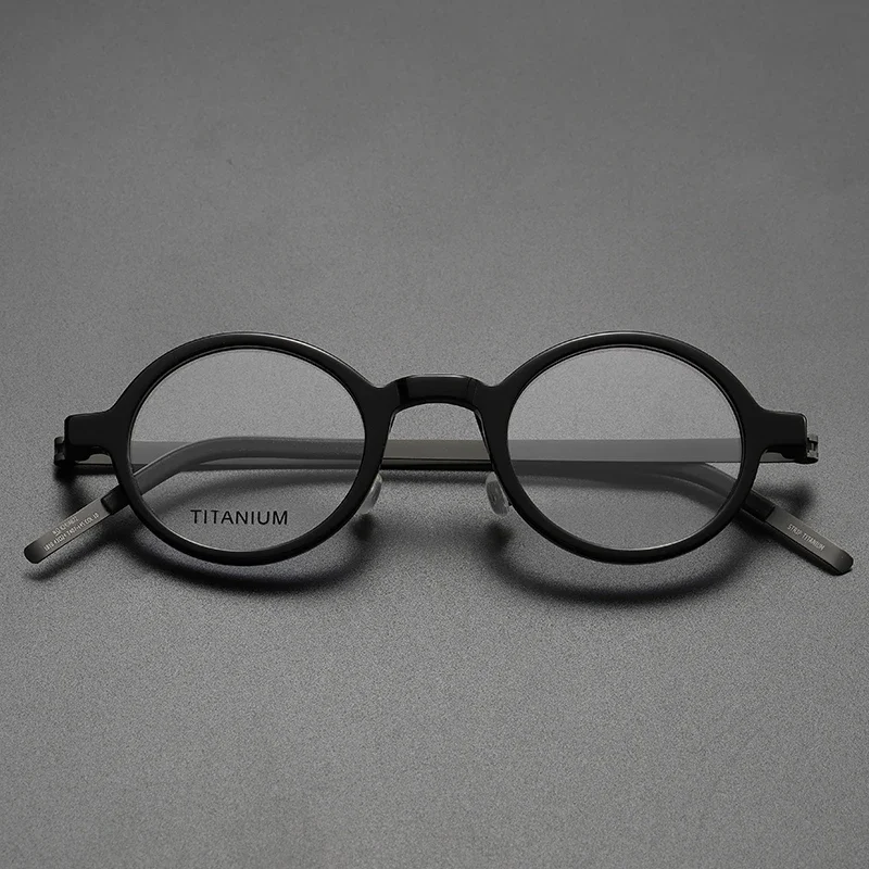 Denmark Brand 1810 Small Retro Round Glasses Frame Men No Screw Ultralight Men Myopia Prescription Optical Titanium Eyeglasses