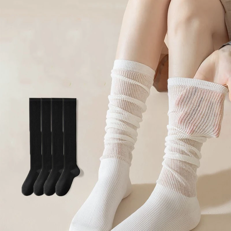 Spring Summer Solid Thin Mid-calf Socks JK Lolita Cute Princess Socks Casual Sweet Girls Long Socks Fashion Comfortable New Sock