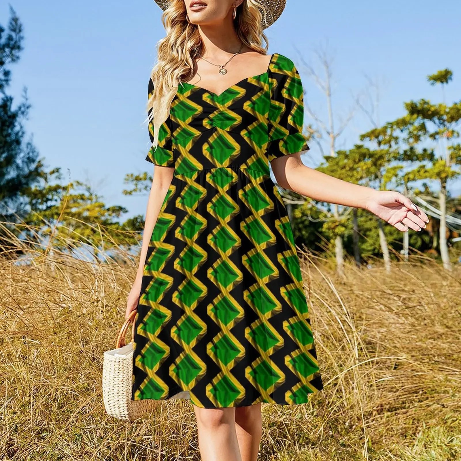 Jamaican Flag Short-Sleeved Dress elegant dress dress women summer 2025 dresses for womens women's elegant loose dresses