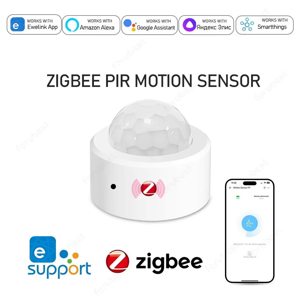 ZigBee Smart PIR Bewegungssensor Detektor Bewegungssensor EWelink APP-Steuerung Drahtlose Hausautomation Funktioniert mit Alexa Amazon