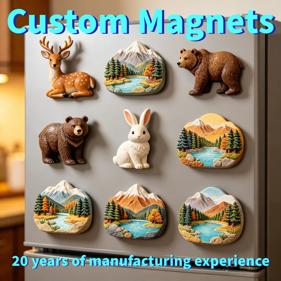Custom Wildlife Fridge Magnets 3D Resin Mountain Landscape Refrigerator Magnet Personalized Home Kitchen Decoration Souvenir