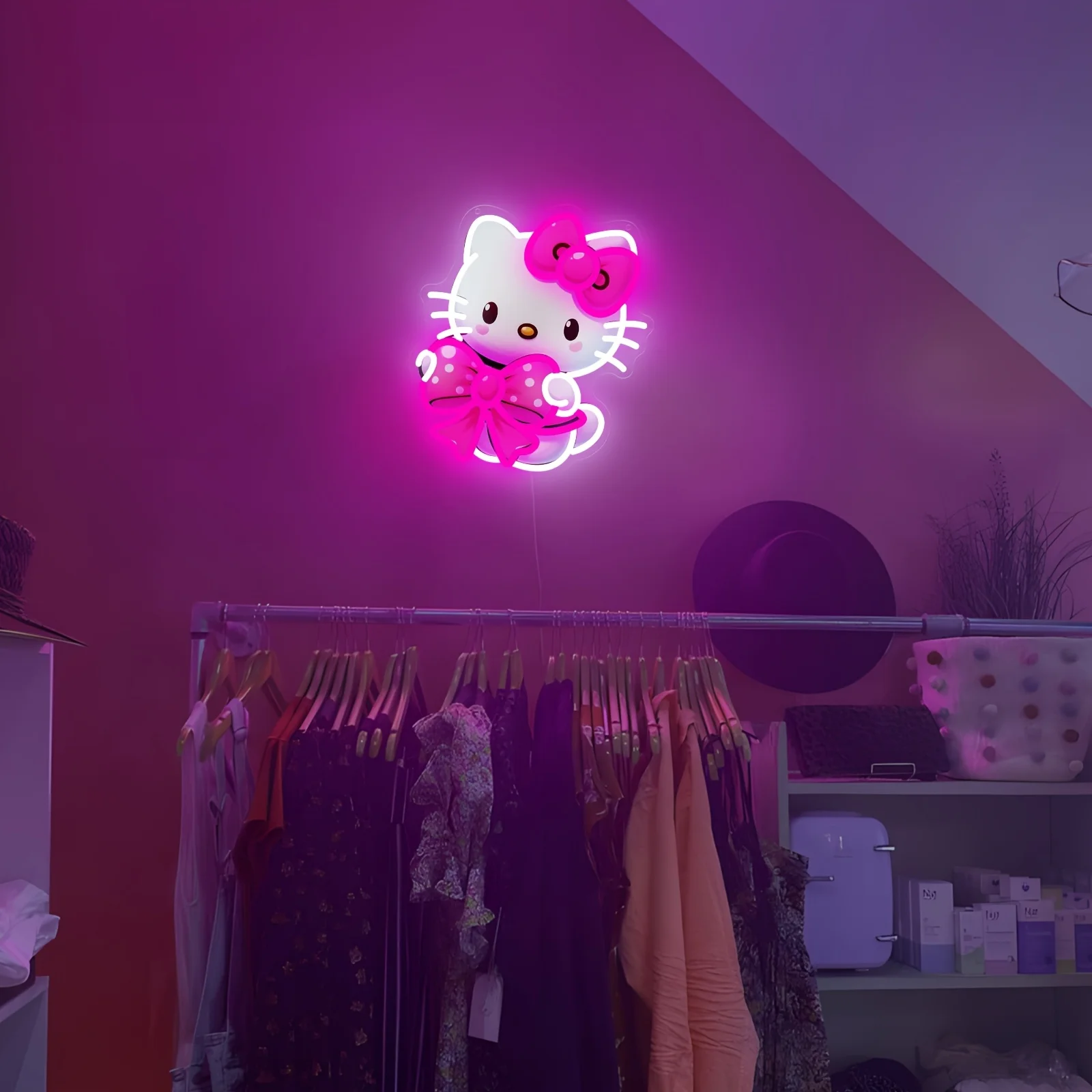 Hello Kitty LED Insegna al neon Luce notturna da parete Dimmerabile Alimentato tramite USB per camera da letto Sala giochi Party Club Decor Regali per amici Ragazze