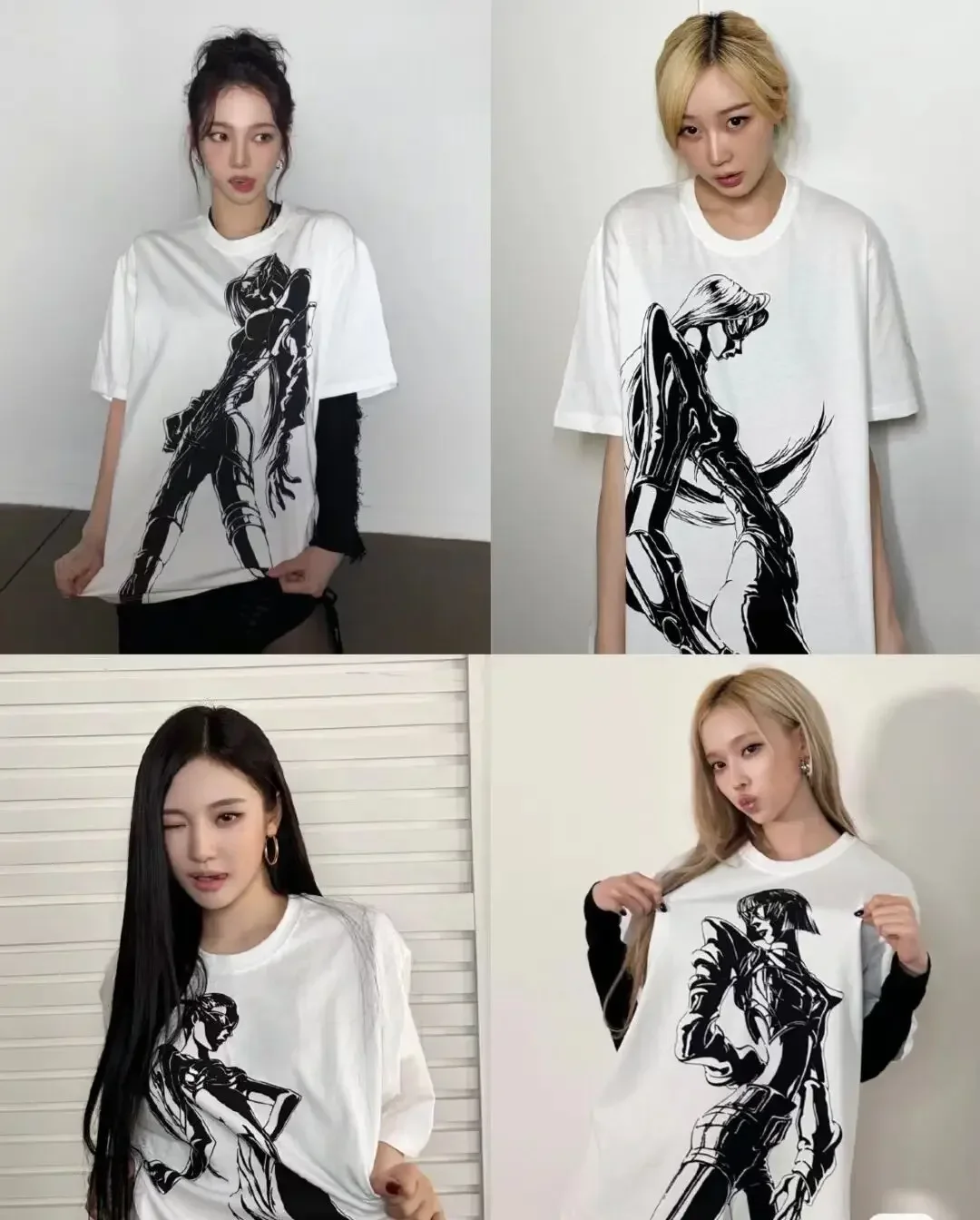 KPOP Aespa Whiplash Limited Edition T-shirt Short Sleeve  KARINA GLSELLE WINTER NINGNING Same Print Loose Anime Techno Top