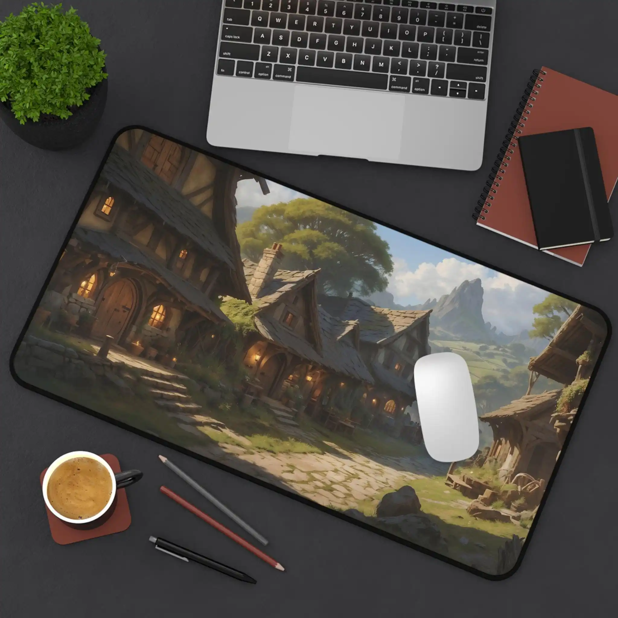 Medieval Village Table Mat,gamer Desktop Decoration Lover Gift,writer Author Gift,non-slip Waterproof Ancient Landscape Mousepad