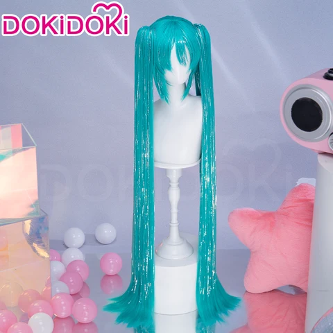 Парик MIKUU для косплея DokiDoki сине-зеленый 100 см