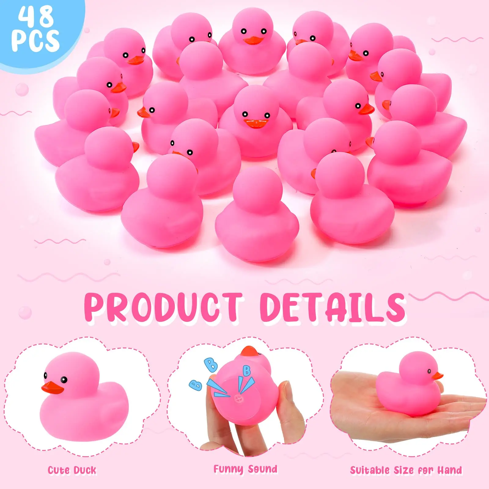 6/12/24/48/60Pcs Mini Rubber Ducks for Kids Children Party Favors Bulk Ducks Summer Pool Floating Toys Rubber Ducks