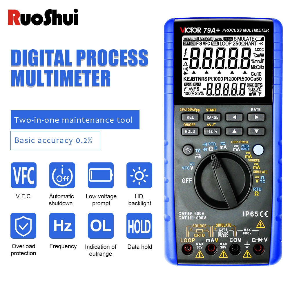 Victor 79A Process Multimeter Accuracy 0.05% Signal Source AC DC Voltage Current Diode Frequency Thermocouple Thermal Resistance