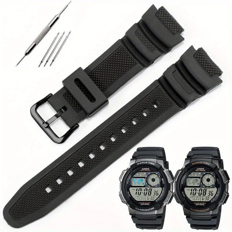 18mm Substitute Casio Rubber Watch Strap SGW300 400/AE1000 1100 W-800H 218H A10 Small Square Watch