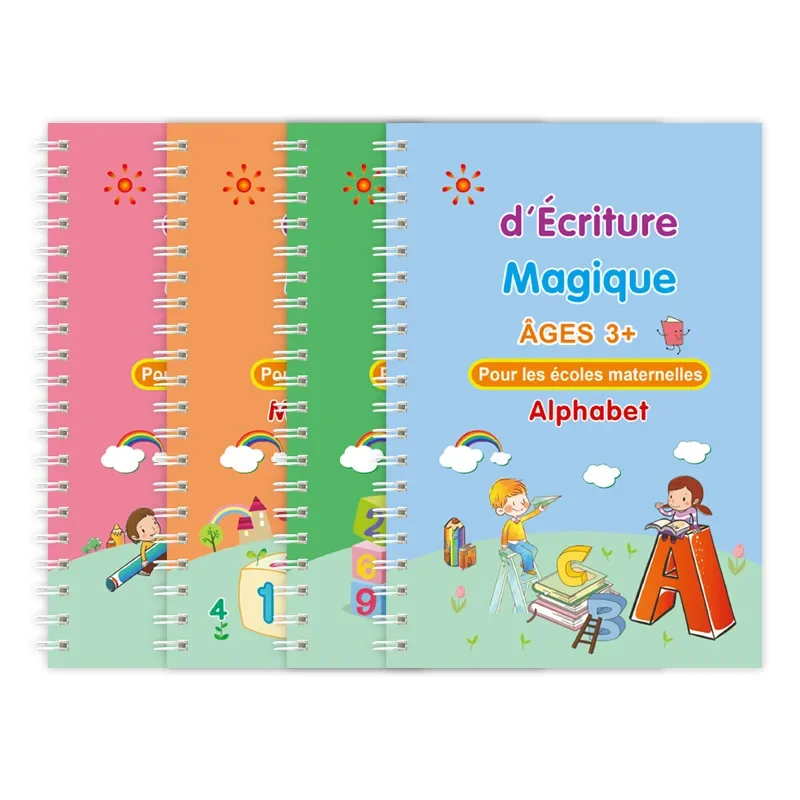 4 stücke Französisch Magie Praxis Copybook Stift Vorschulkinder Kalligraphie Notebook Kinder Wiederverwendbare Francais Schreiben Buch Alter 3-8 – Detail 1