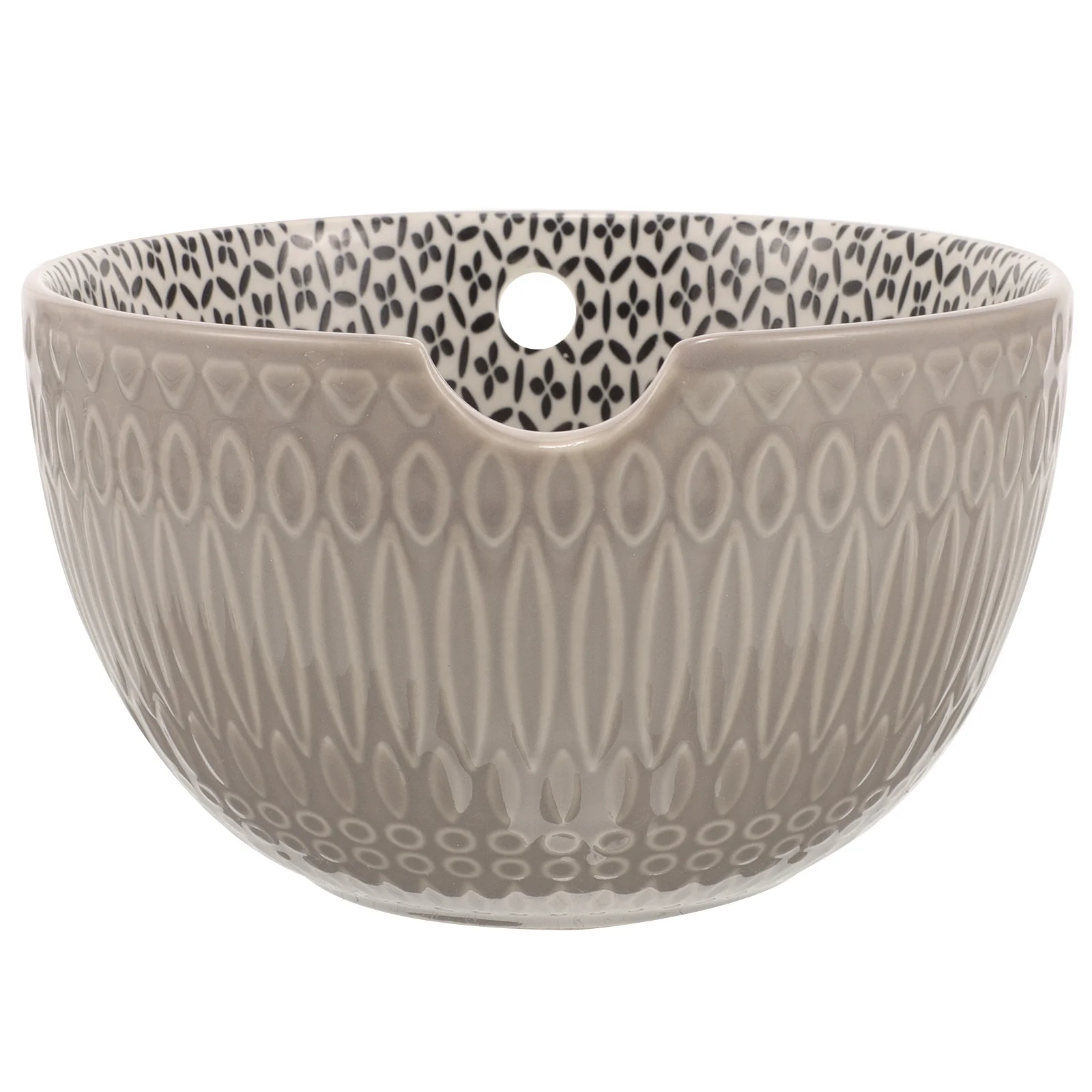 Cuenco de hilo de cerámica, soporte para gancho de ganchillo, organizador de almacenamiento de tejido de superficie lisa, contenedor de lana multifuncional para artesanía