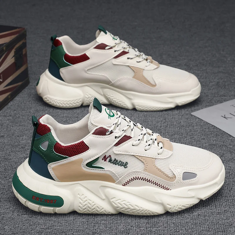 

Men's Sport Running Shoes Summer 2026 New Style Youth Casual Heightening Dad Trendy Shoes Breathable Comfortable Rubber Sole