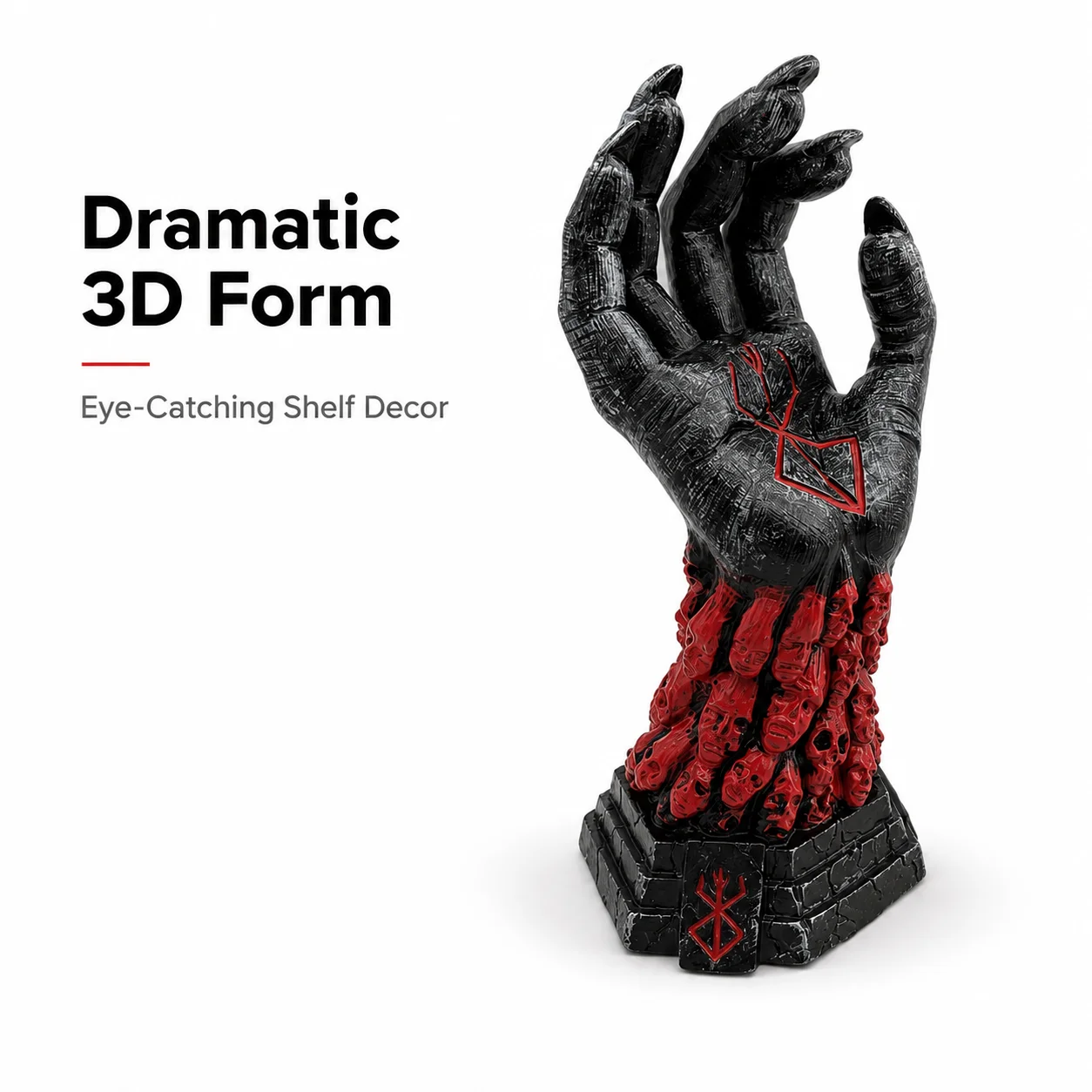 Black Red Gothic Hand Figurine Horror Palm Ornament for Halloween Party Home Desktop Shelf Decoration