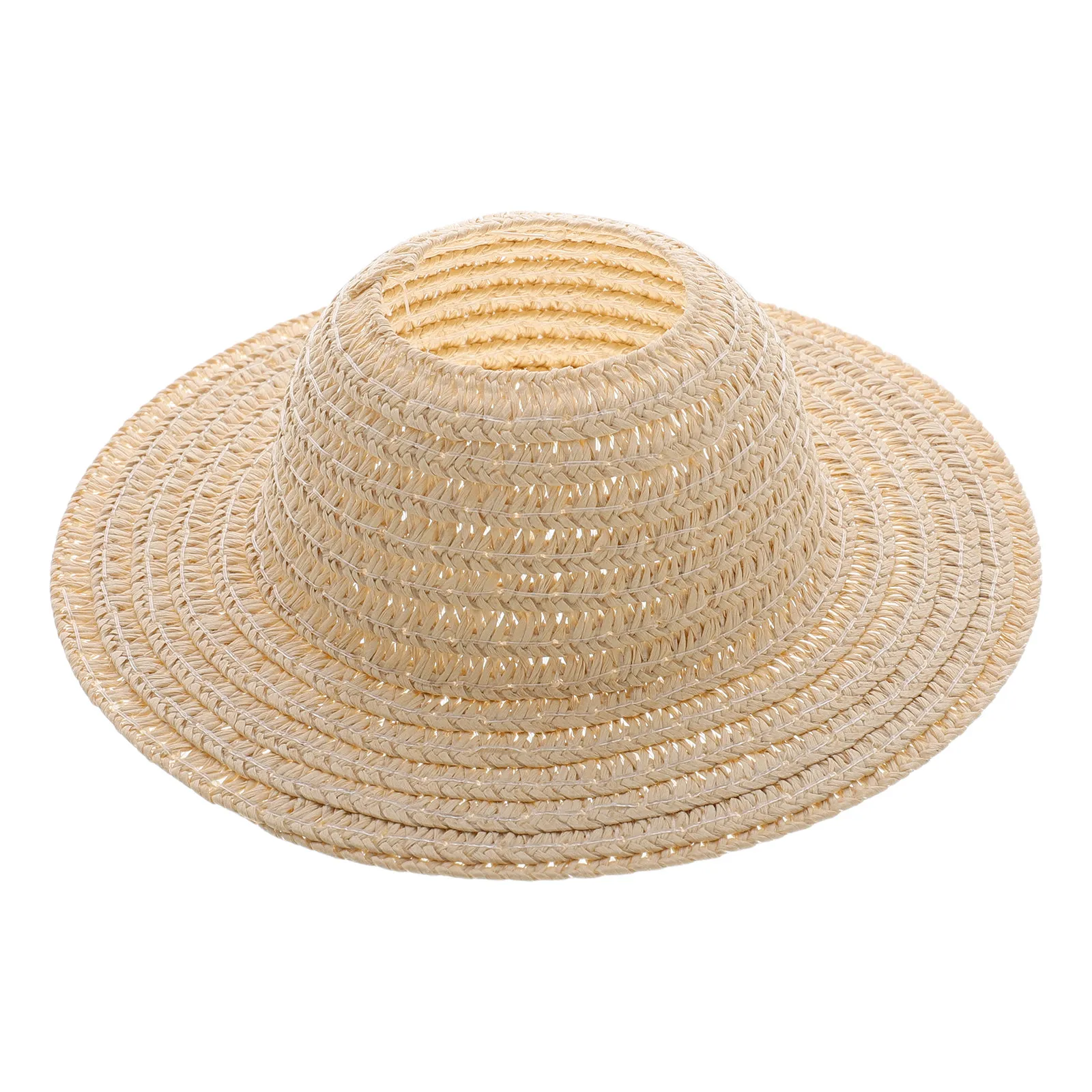 

Миниатюрная соломенная шляпка с открытым верхом, 13 см, ручной работы, вязаная, для защиты от солнца летом, аксессуар для рукоделия и декора