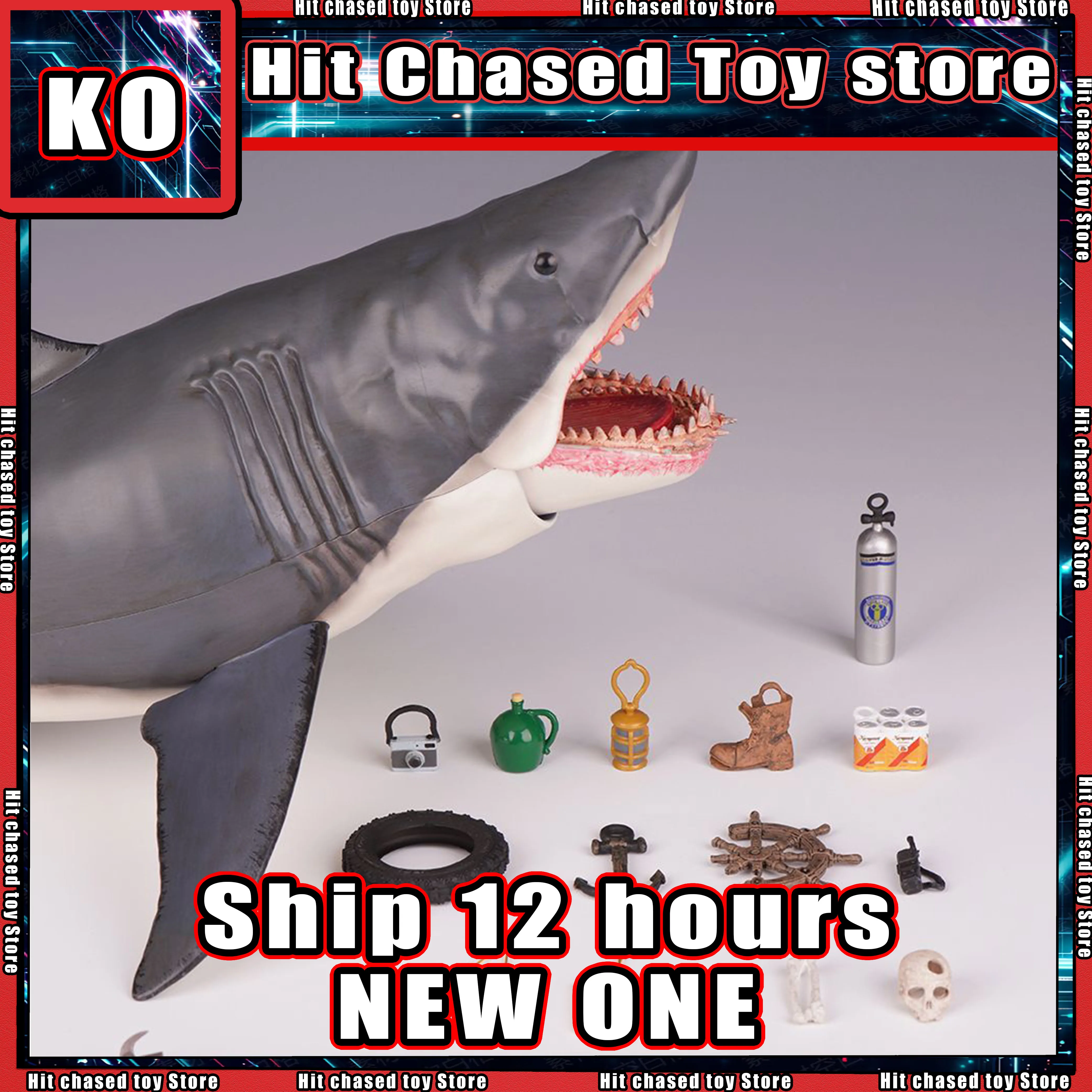

In Stock KO NECA Jaws Movie Version Scene 50th Anniversary Shark Action Figure Model with Multiple Accessories Deluxe Edition