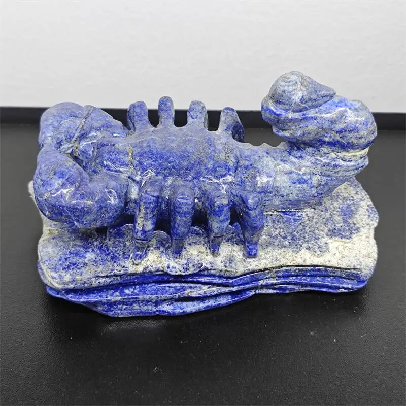 Natural Lapis Lazuli Scorpion Carving Handmade Crafts Healing Reiki Stone Home Decor Decoration 1PCS