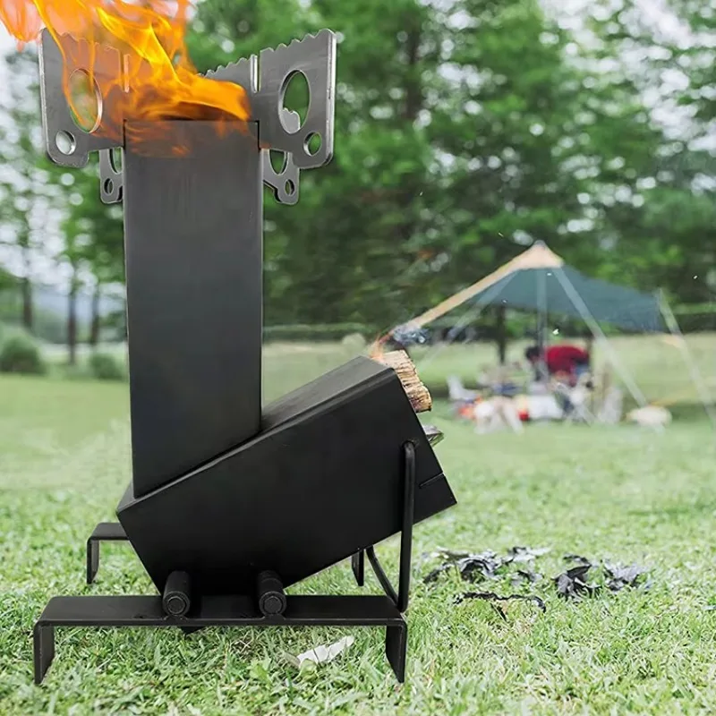 

【Best-selling】Cast Iron Foldable Portable Wood Burning Camping Stove BBQ Wood Cooking Stove