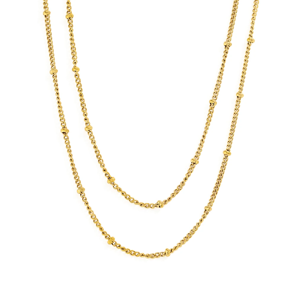 

Joolim Jewelry High End Pvd Wholesale No Fade Simple Elegant Dainty Bead Pvae Layered Chain Stainless Steel Necklace for Women