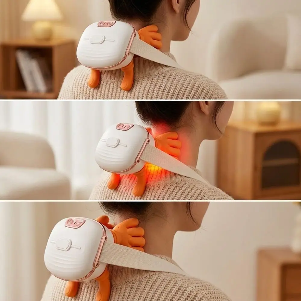 Soft Silicone Neck Shoulder Massager USB Charging Wireless Heated Massager Device Ergonomic Bionic Finger Shoulder Kneading Tool