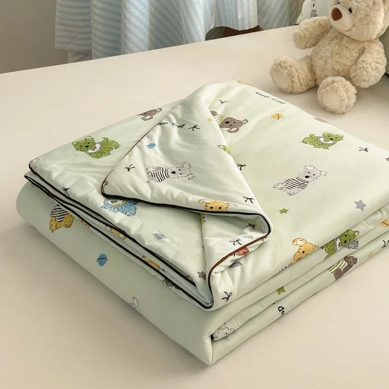 

New Cartoon Print Spring Summer Quilt Soft Breathable Quilted Quilts Single Double Blanket for Summer Knitted Comforter Duvet
