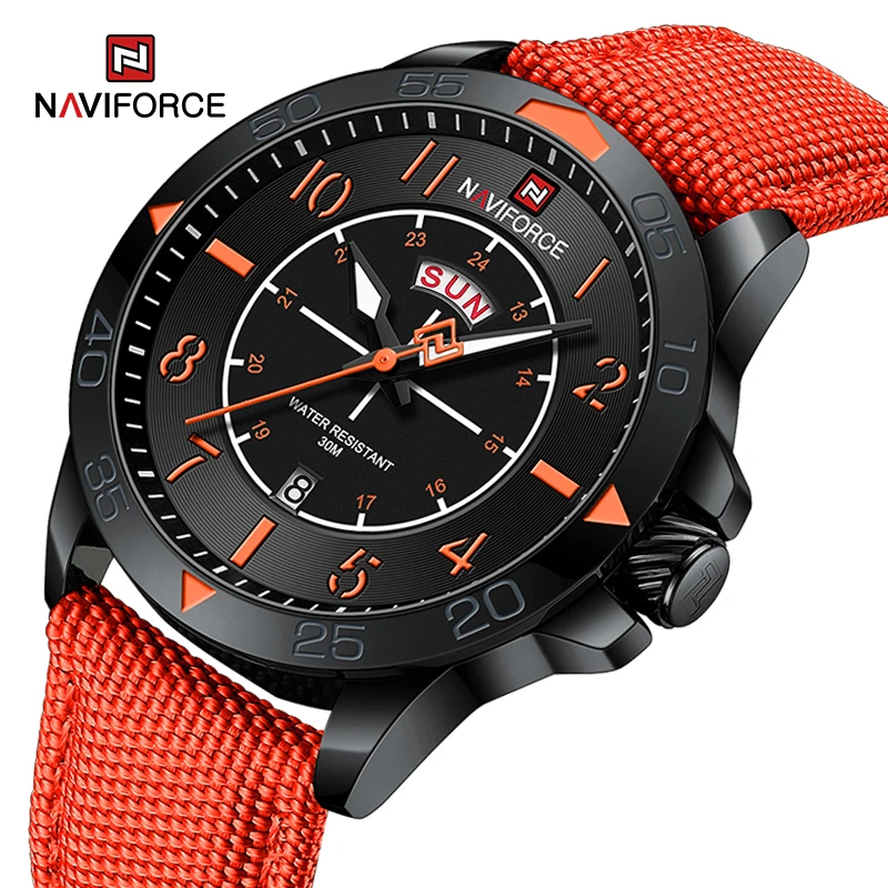 

New Style NAVIFORCE Nylon Strap Men's Wristwatch Fashion Casual Man Waterproof Quartz Calendar Watch Original Brand Male Watches