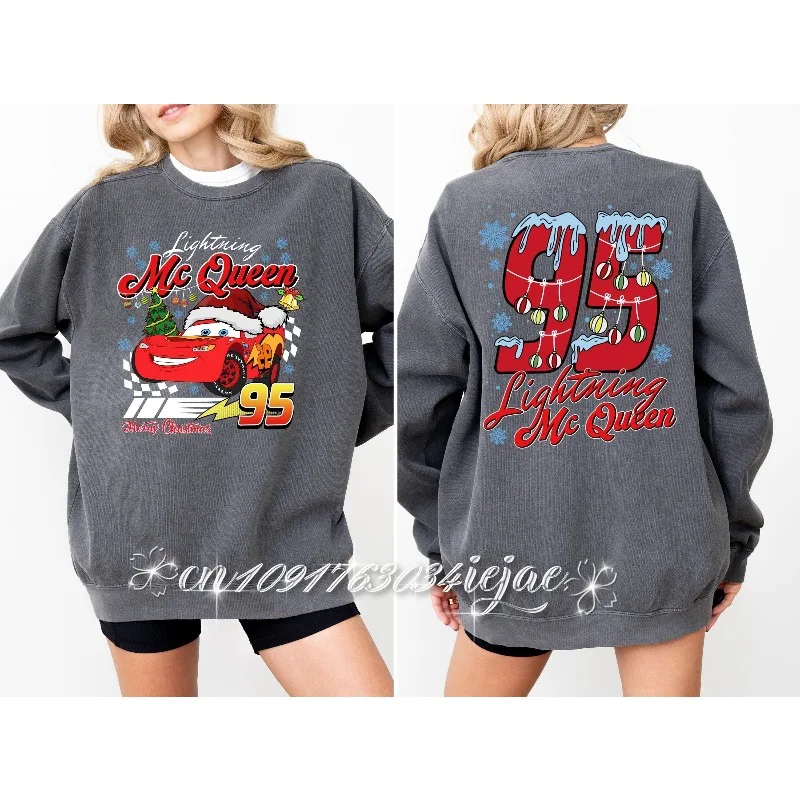 ديزني عيد الميلاد سيارات لاند طويلة الأكمام البرق ماكوين عيد الميلاد البلوز ماكوين 95 كأس المكبس طويلة الأكمام سيارات عيد الميلاد #2