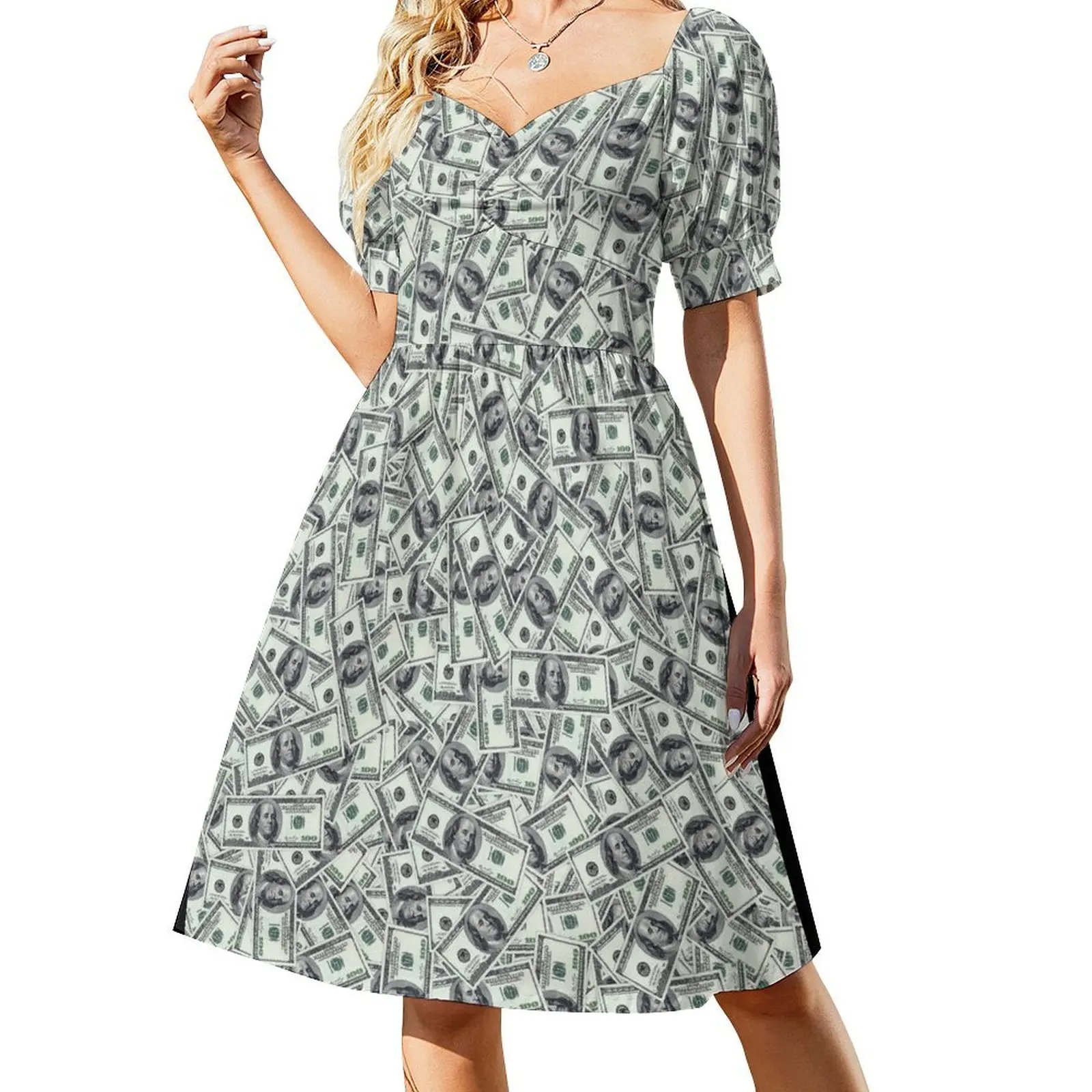 

Giant money background 100 dollar bills Short Sleeved Dress beach dresses dress for women 2025 Dress