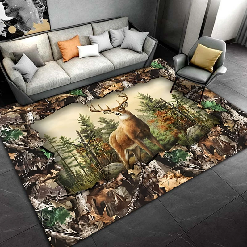 15 Sizes Flag Deer Pattern Rug Carpet for Living Room Bathroom Mat Creative Doormat Carpet for Bedroom Home Decor Alfombras Cool