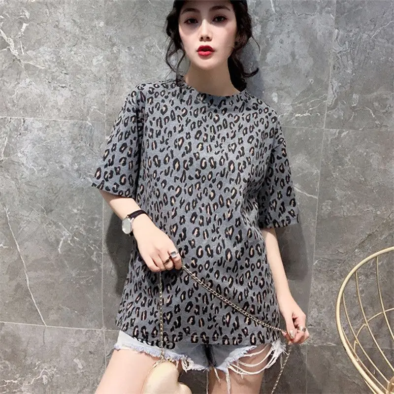 Fashion O-Neck Printed Short Sleeve Leopard T-Shirt Women\'s Clothing 2024 Summer New Loose All-match Tops Casual Tee Shirt